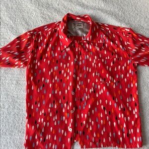 Stylish Red Patterned Men's Casual Shirt